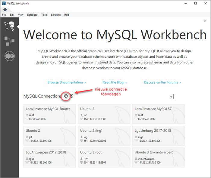 MySQL Workbench New Connection Screen